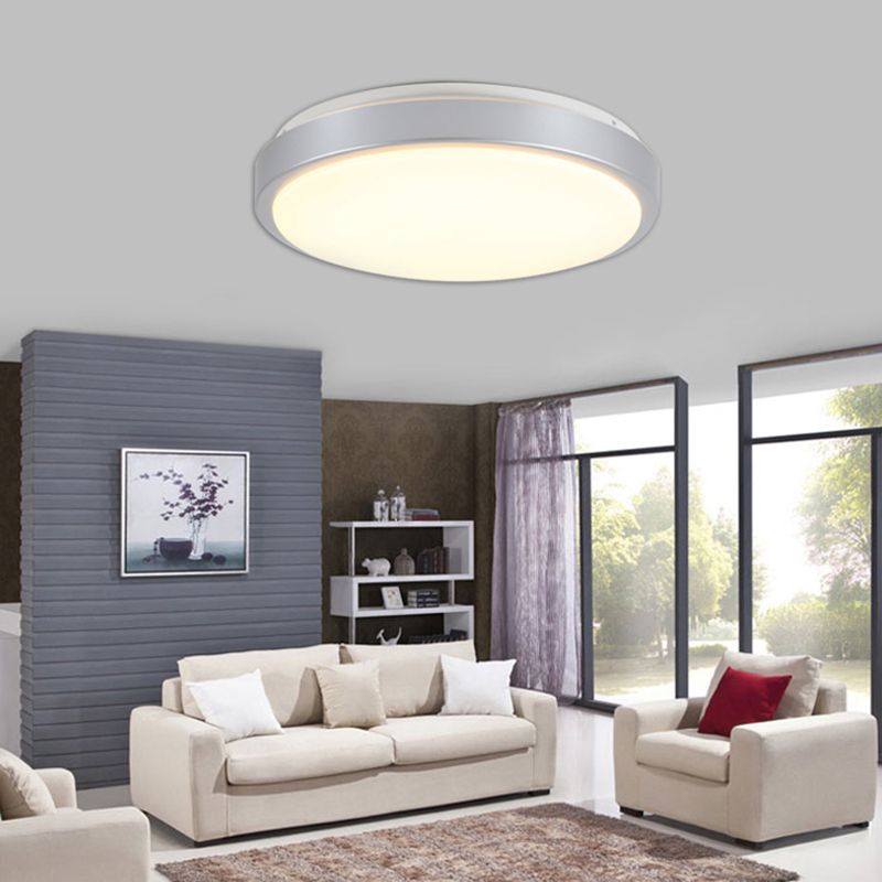 Acryl Schirm Bündig Montierte Decke Licht Modernes Metall Silber LED Deckenbündige Fassung für Wohnzimmer in Warm/Weiß, 10.5 "/13" /16 " Dia