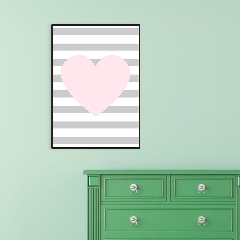 Illustrated Abstract Wall Decor Textured Children's Art Girls Bedroom Canvas in Pink