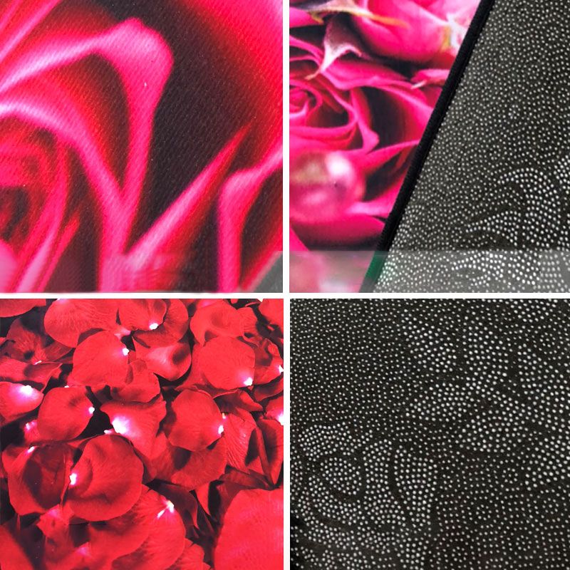 Red Living Room Area Rug Modern Floral Pattern Polyester Area Carpet Easy Care Washable Rug