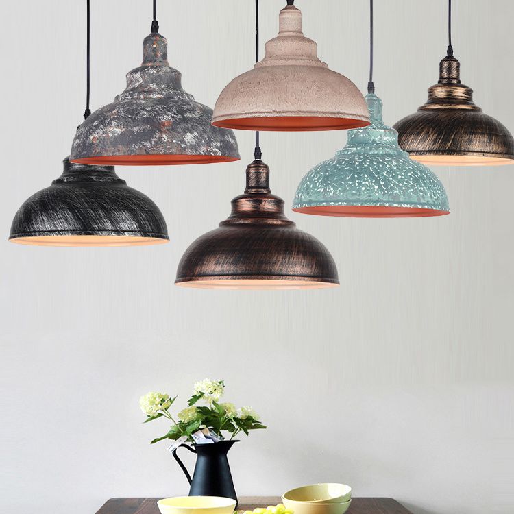 11.8" Wide Dome Hanging Lamp Vintage Industry Style Metal Pendant Light for Bedroom Living Room