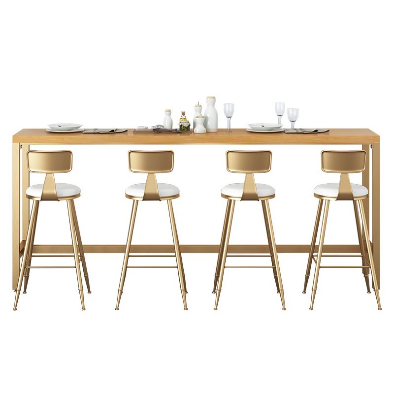 Glam Bar Height Table Solid Wood Top Bistro Bar Table with Trestle Base