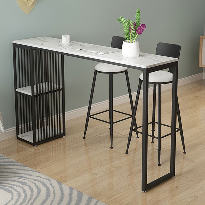 Modern Stone White Counter Set 1/2/3 Pieces Rectangle Storage Table and Stool Set