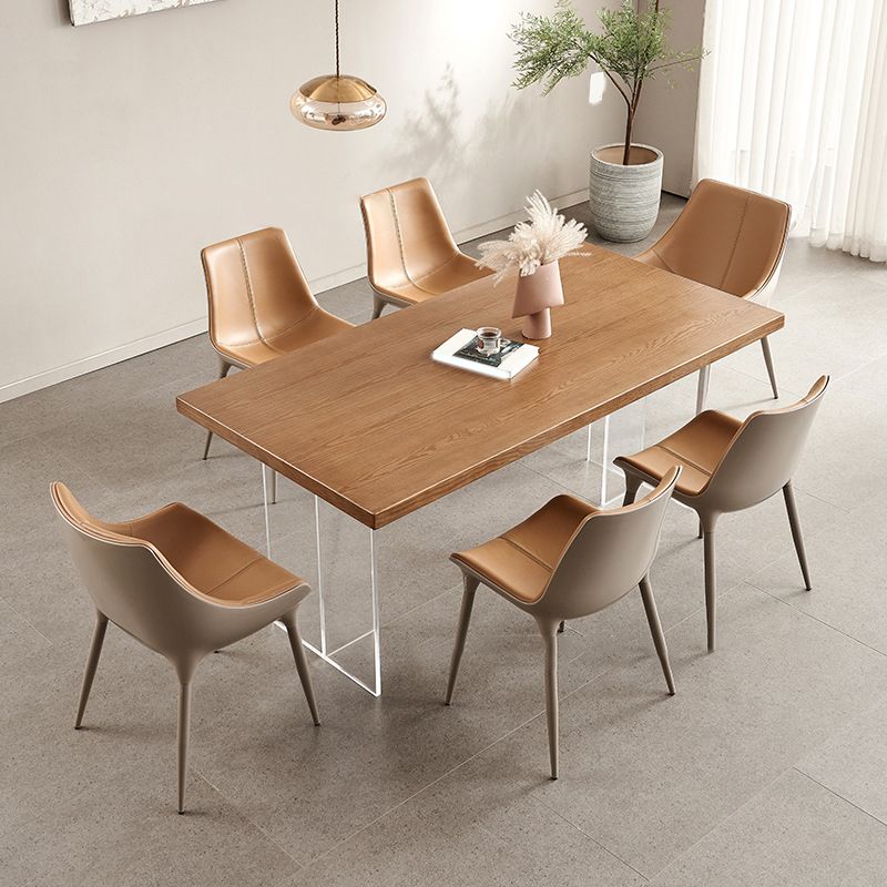 Modern 1/2/5/7 Pieces Rectangle Dining Set Solid Wood Dining Table with Chairs
