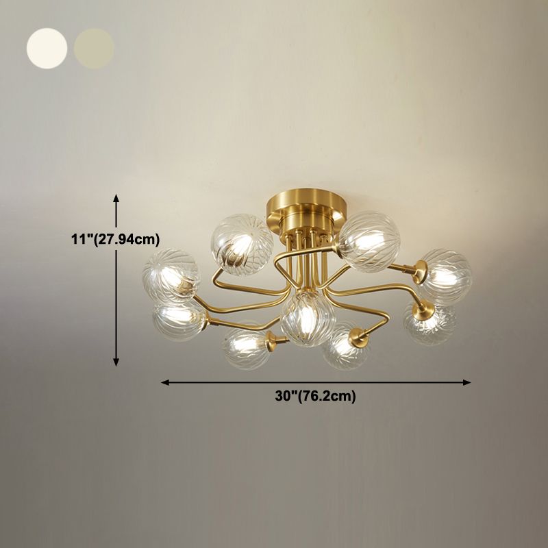 Contemporary Sphere Flush Light Fixture Glass Flush Mount Ceiling Fixture in Gold
