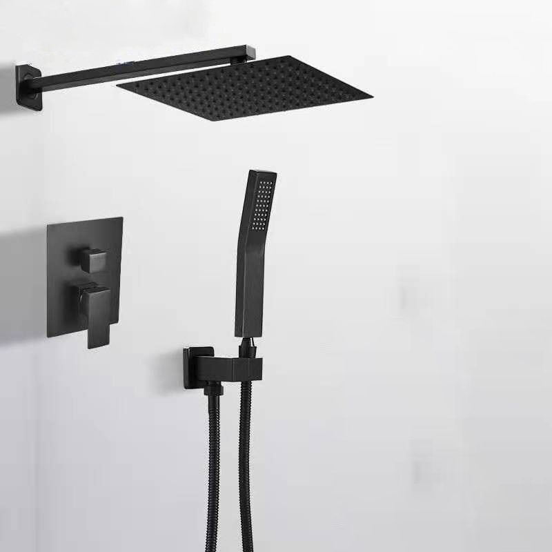 Square Adjustable Water Flow Faucet Shower Arm Shower System with Handheld Shower Head