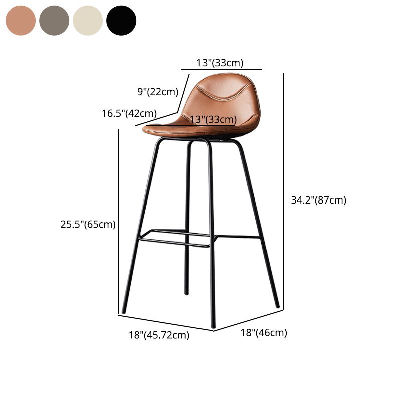 Taburetes industriales de cuero para mostrador de hierro, taburetes de bar con respaldo bajo y 4 patas para cocina
