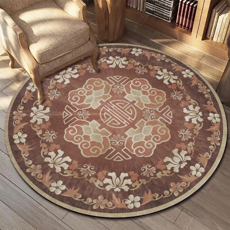 Brown Bohemian Area Carpet Americana Pattern Polyester Area Rug Stain Resistant Rug for Home Decor