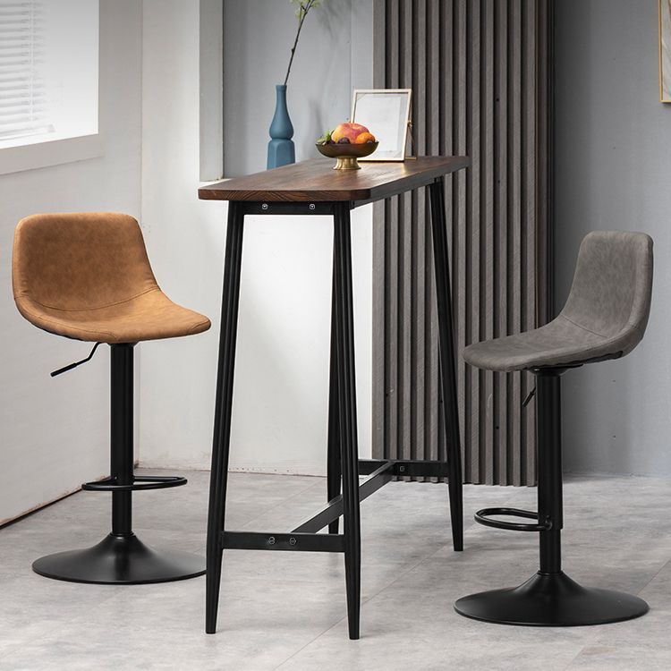 Scandinavian Metal Barstool Faux Leather Low Back Counter Stool