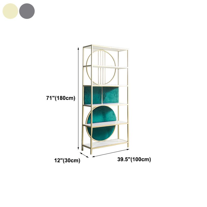 Modern Style Bookcase Gold Metal Open Back Etagere Bookshelf for Home Office