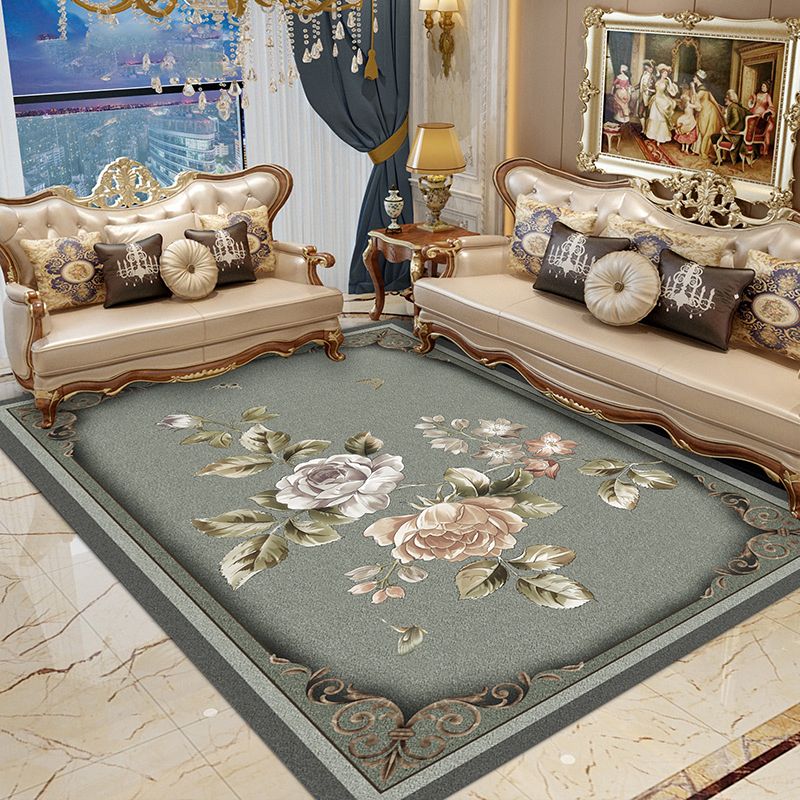 Navy Modern Rug Polyester Graphic Rug Non-Slip Backing Rug for Home Decoraion