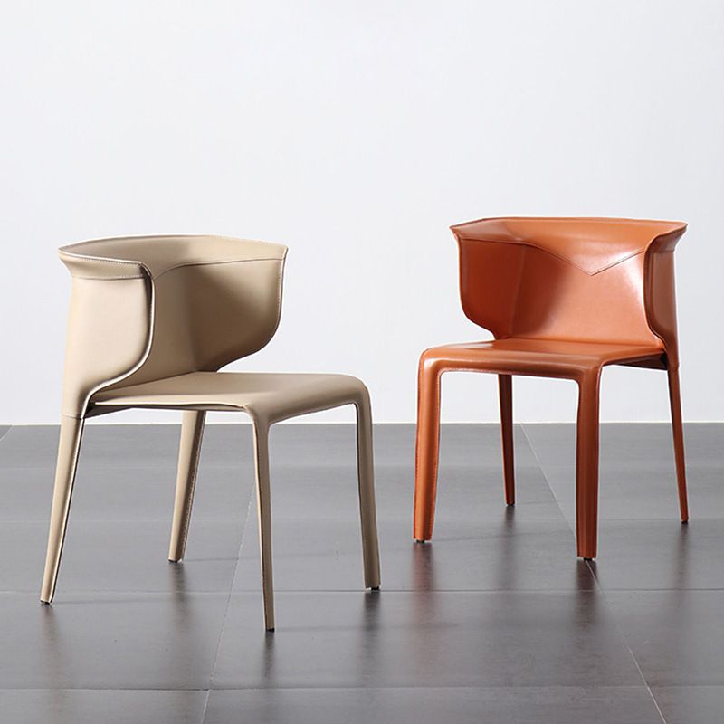 Metal Contemporary Indoor Chair with Leather Legs Matte Finish Side Chair for Dining Room