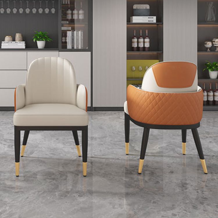 Minimalist Style Solid Back Dining Side Chairs Leather Dining Chairs for Kitchen