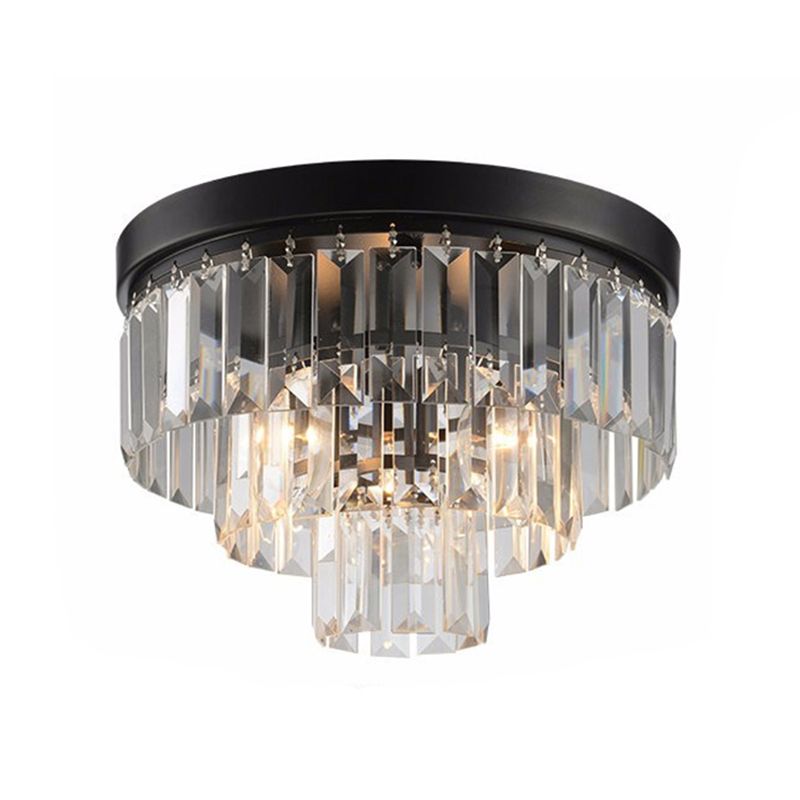 Ronde Flush Mount Licht Modern Minimalist 3-Tier Prismatic Crystal Slaapkamer Plafond Flush Mount