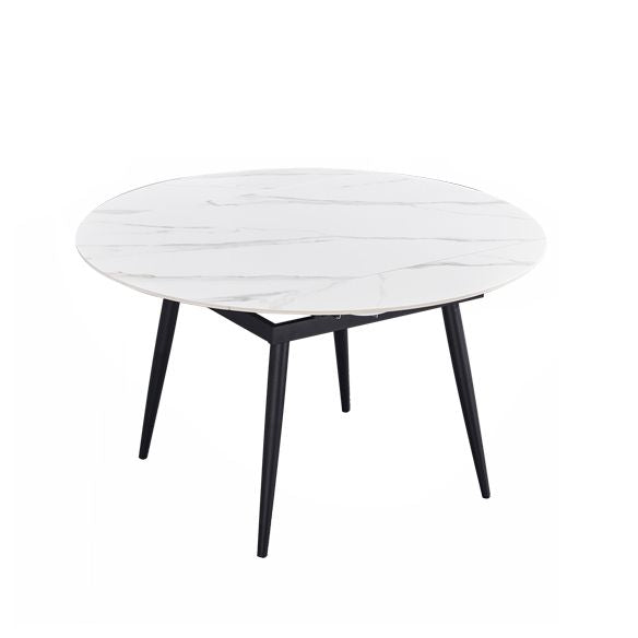 Round Standard Sintered Stone Top Dining Set with 4 Black Metallic Legs for Dining Furniture