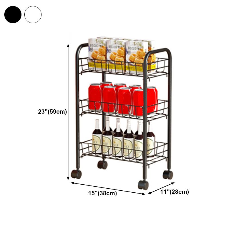 11"W Bookshelf Contemporary Style Bookcase with Casters for Home and Study Room