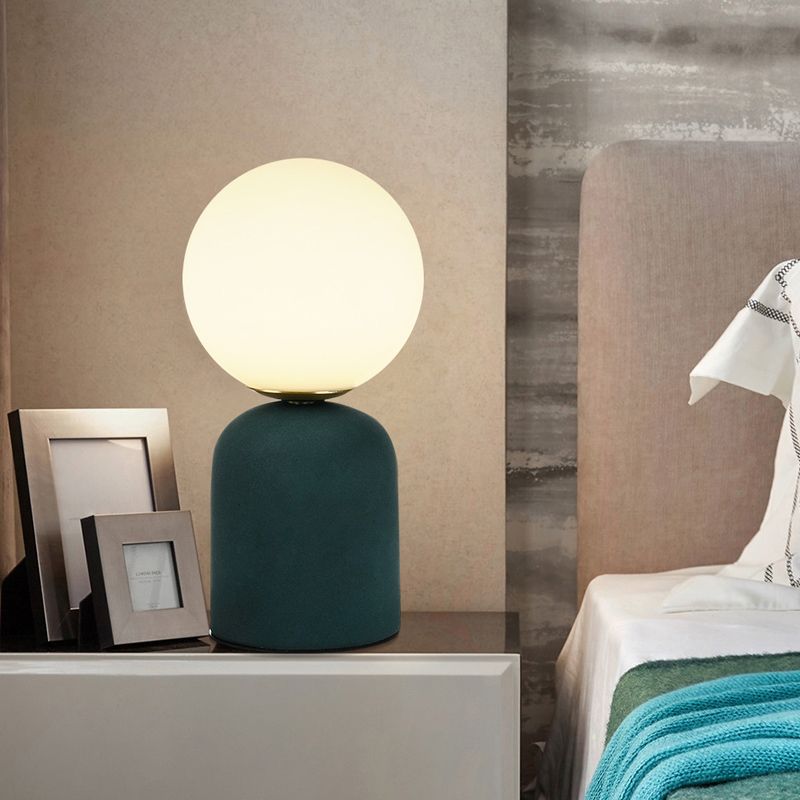 11.8" Height Modern Style LED Table Lamp Globe Glass Shade Simplicity Ceramics Base Nightstand Light for Bedroom