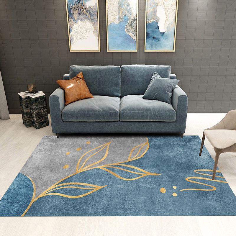 Tapis gris moderne en polyester tapis roulable de tapis lavable pour décoration intérieure