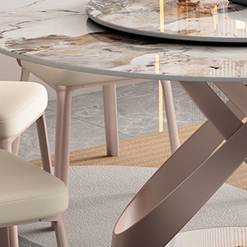 Contemporary Round Dining Table Steel Base Pedestal Table for Home Kitchen