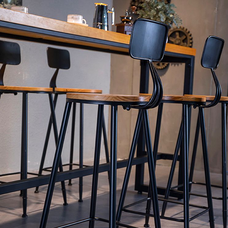 1/4/7/9 Pieces Industrial Iron Bar Table Set Rectangle Pine Wood Bistro Set with Footrest