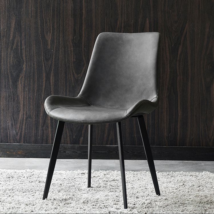 Contemporary Armless Dining Chairs Matte Finish Leather Curved Parsons Side Chair