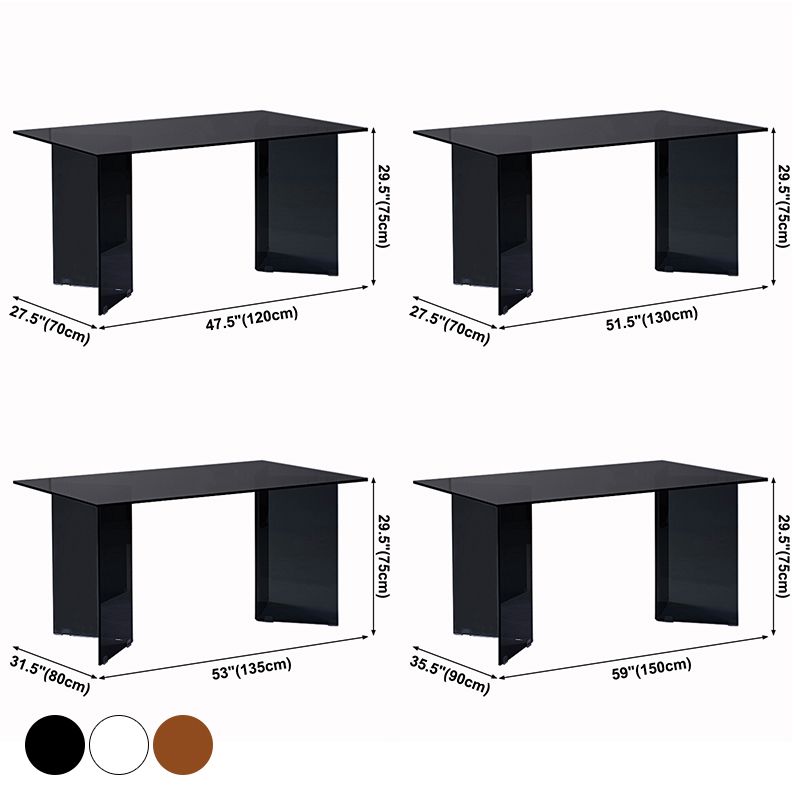 Contemporary Style Clear Tempered Glass Dining Table 2 Legs Table for Dining Room