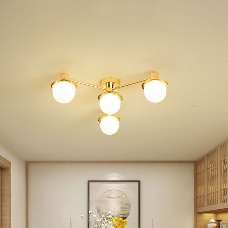 Luz Modernadora de metal radial de 4 luces de acabado de latón de bronce para dormitorio