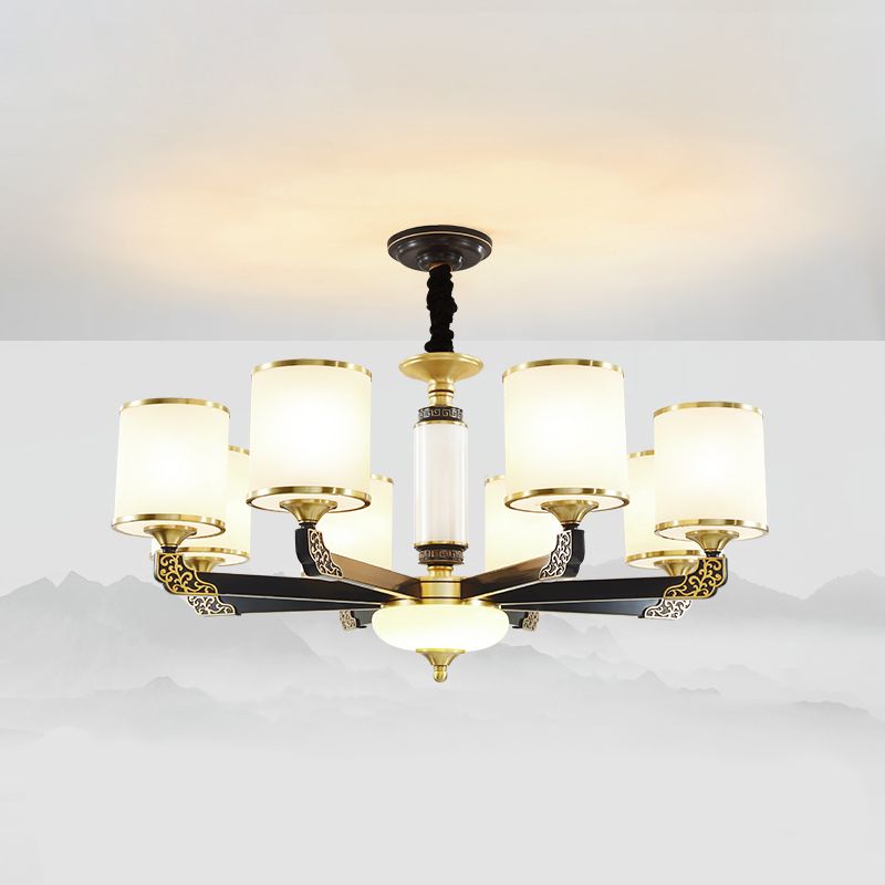 Multi Light Cylindrical Hanging Pendant Modern Style Glass Hanging Lighting for Bedroom