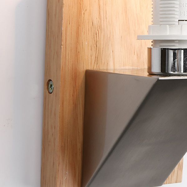 Modern Concise 1-Light Wall Lamp Wooden Geometric Wall Sconce with Glass Shade