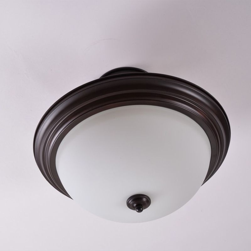 2 lichten Semi Mount Lighting Country Style woonkamer dicht bij plafondlamp met koepelwit/barnsteenglasschaduw