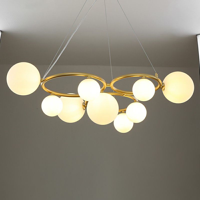 Circles Hanging Chandelier Nordic Style Glass Bedroom Suspended Lighting Fixture