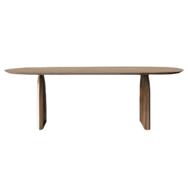 Eigentijdse stijl huis vaste houten ovale eettafel met dubbel voetstuk