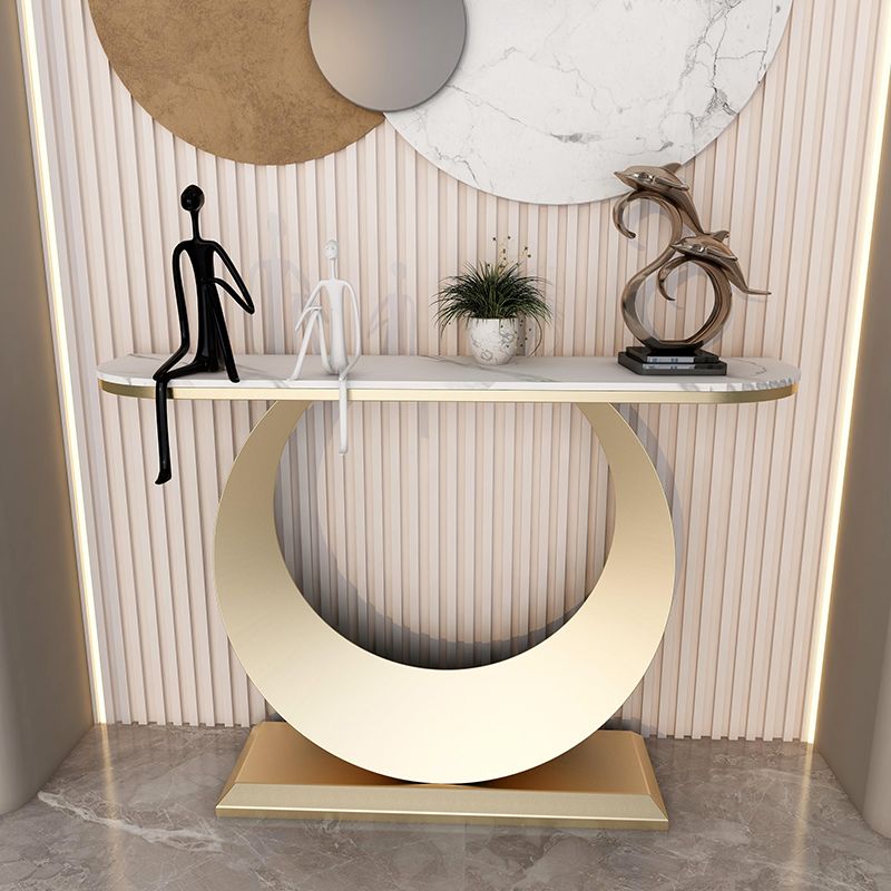 Modern Half Moon Console Table Antique Finish Console Sofa Table