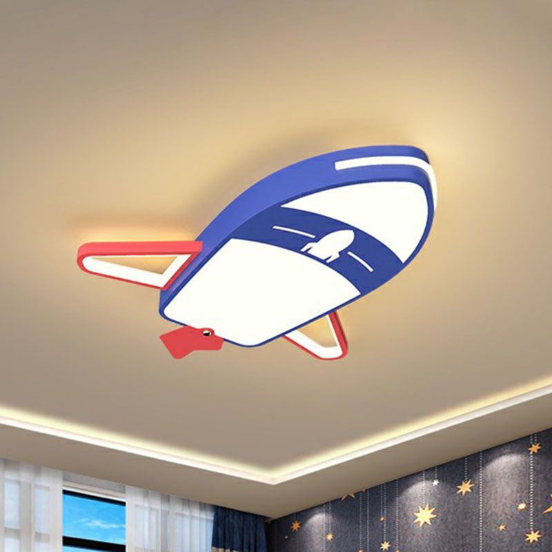Éclairage de plafond encastré à LED en forme d'avion pour enfants en acrylique bleu