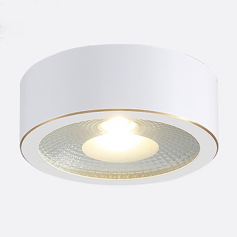 Plafonnier LED en forme de cylindre moderne en cuivre à 1 lumière encastré pour couloir et salon