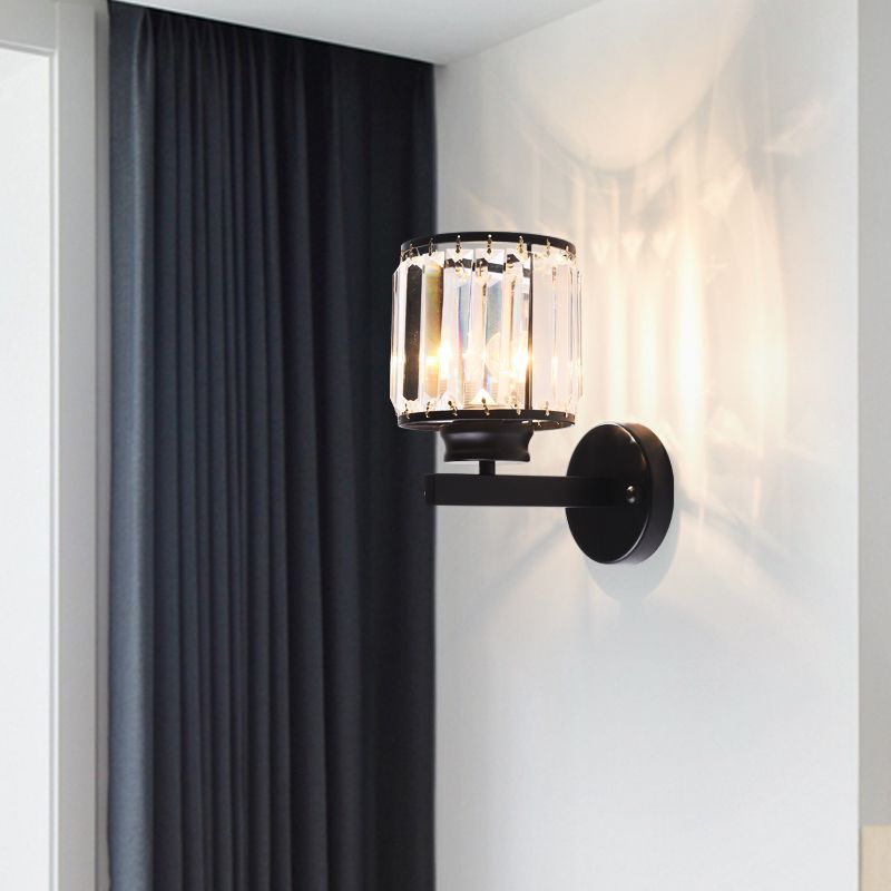 Crystal Half Cylinder Shape Wall Light Modern 1 Light Wall Light Sconce