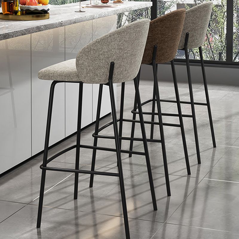 Contemporary Style Metal Armless Bar-stool Linen Counter Bar Stool for Kitchen