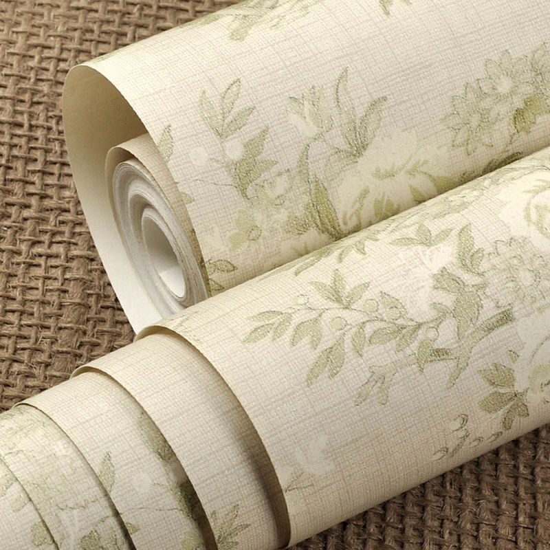 Paper Moisture-Resistant Wallpaper Rural Floral Printed Wall Covering for Bedroom