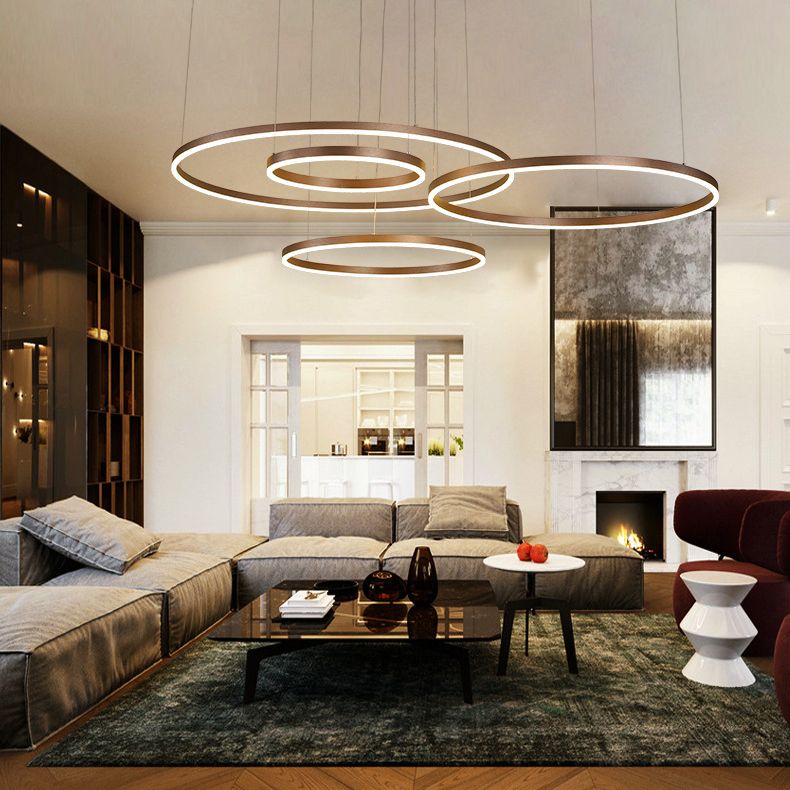 Multi Lights Metal Suspension Pendant Lamp Tiers Modern Style Suspended Lighting Fixture