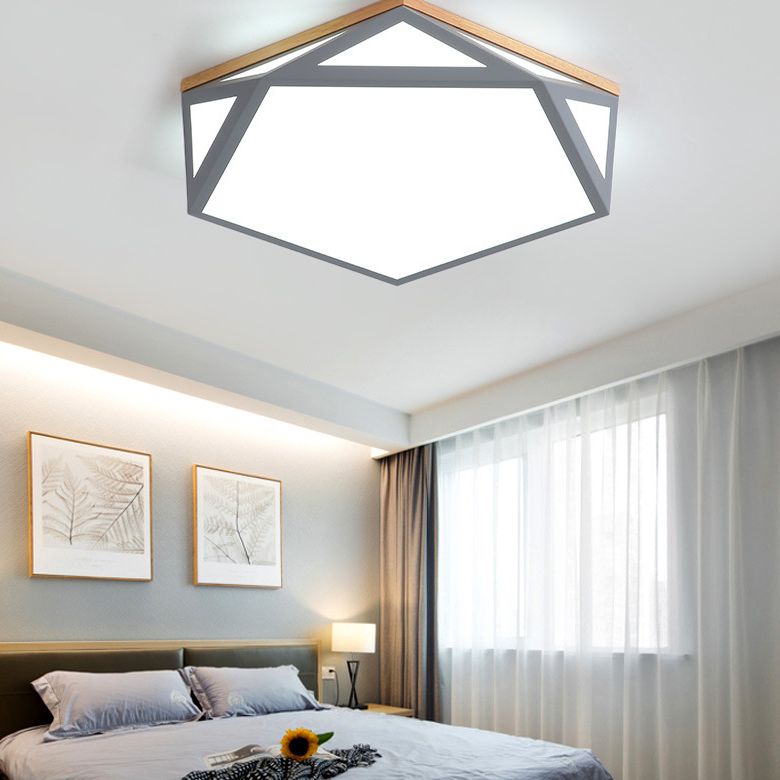 Lámpara de techo LED moderna con montaje empotrado en forma de Pentágono de metal para sala de estar