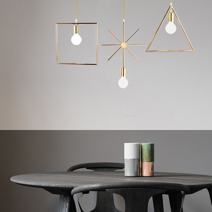 Loftstijl Geometrische ophanging hanger 1-bulb metaalhangend licht in goud voor eetkamer