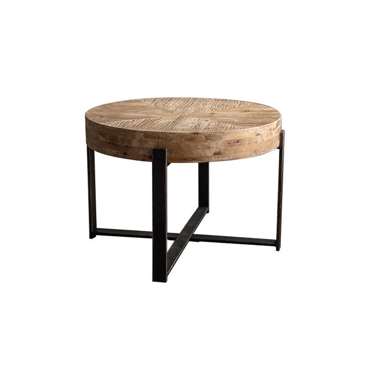 French Country Light Wood Distressed Cocktail Table Wooden Coffee Table for Home