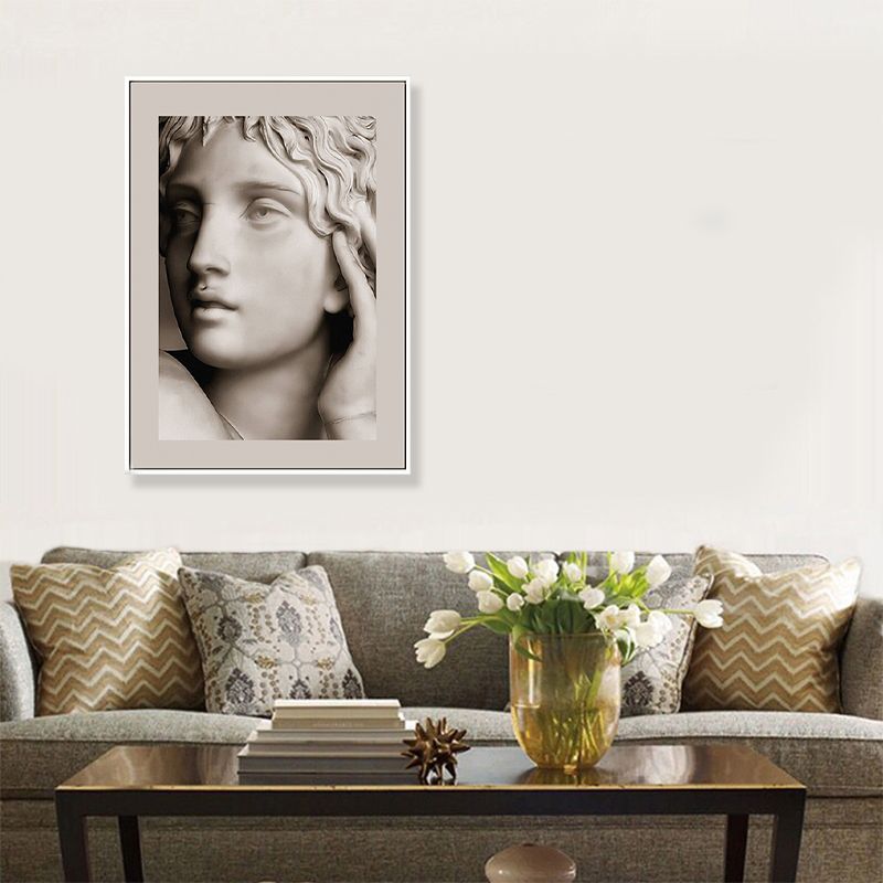 Light Color Angel Sculpture Art Print Figure Modern Textured Canvas for Living Room