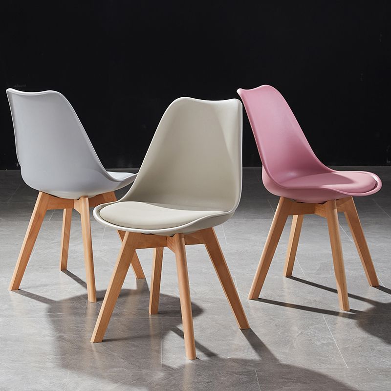 Contemporary Wood Dining Room Chairs Faux Leather Dining Armless Chairs for Home Use