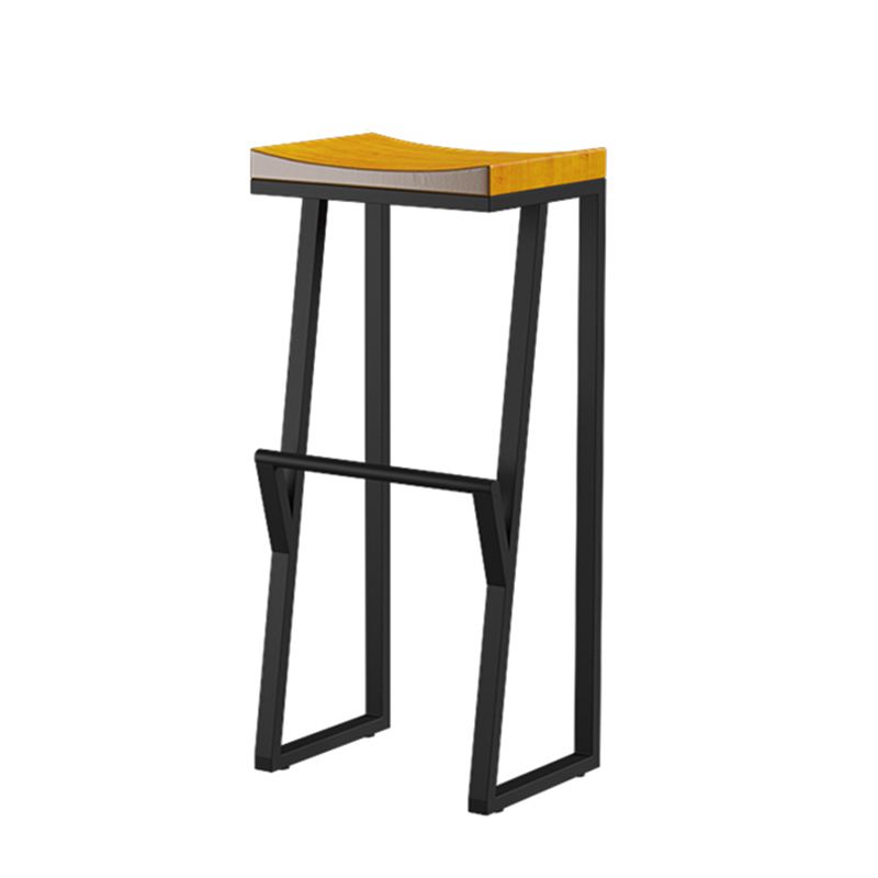 Industrial Backless Footrest Bar Stool Medium Wood Bristol Iron Stool