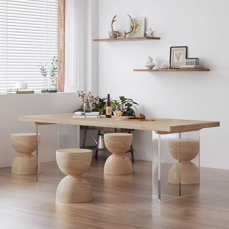 Solid Wood Dining Table Traditional Luxury Dining Table with Double Pedestal Base