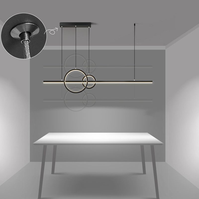 Unique Shape Hanging Island Lights Modern Chandelier Light Fixture in Black