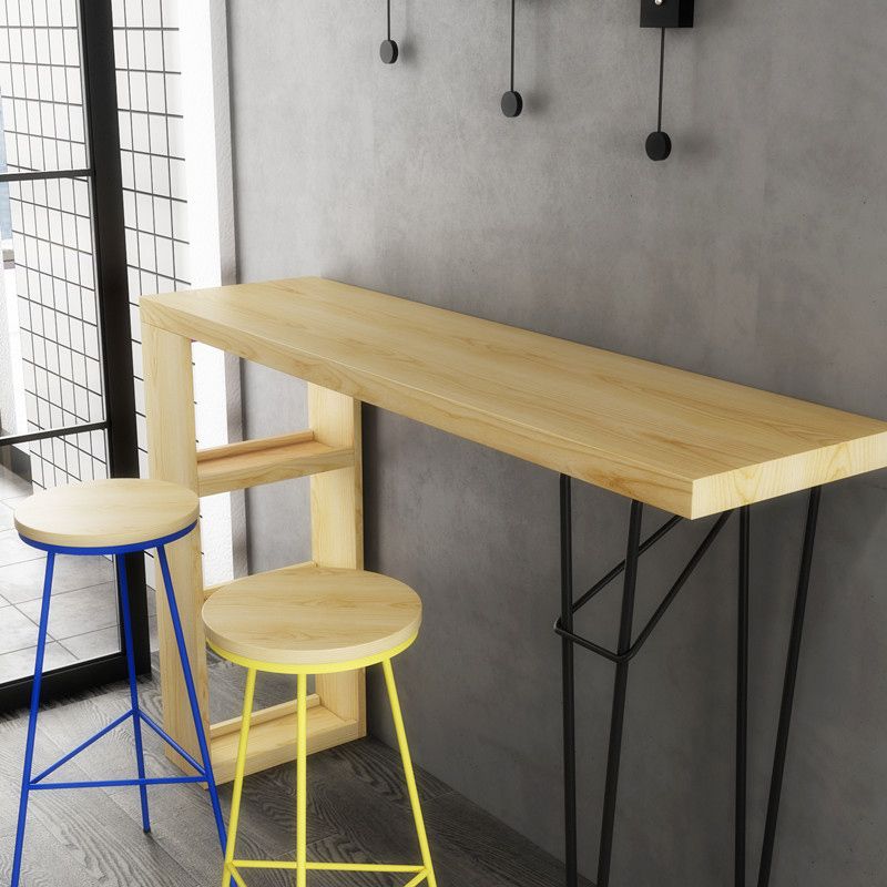 Modern Bar-height Table Solid Wood Top Pub Table for Dining Room