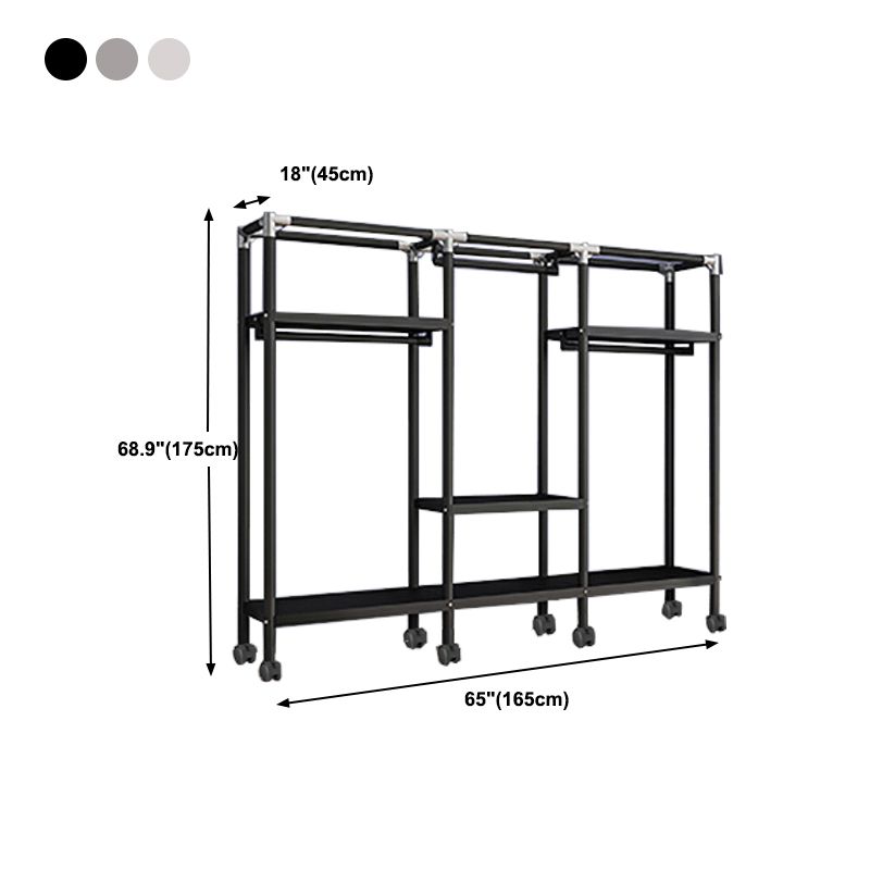 Contemporary Style Wardrobe Armoire Metal Frame Armoire with Garment Rod for Home