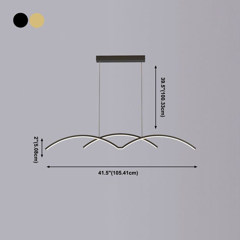 2 Light Linear Island Lights Contemporary Metal Island Pendants for Kitchen