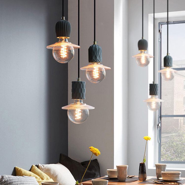 Mini-luminaire pendentif créatif nordique ciment monomoteur de bulbe bleu lumière suspendue pour le café